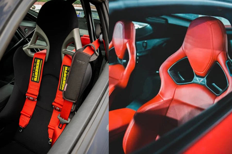 Recaro racing car seats with bold colors