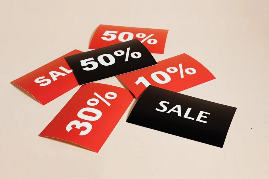 Sales cards on a beige background