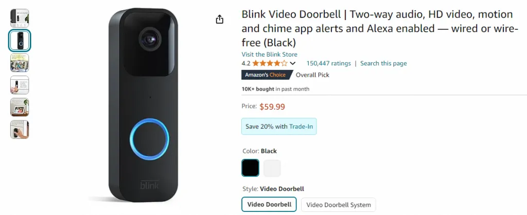 Screenshot of this product in Amazon