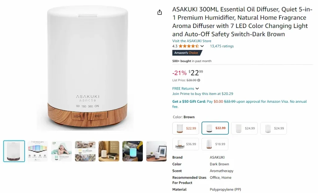 Screenshot of this product on Amazon