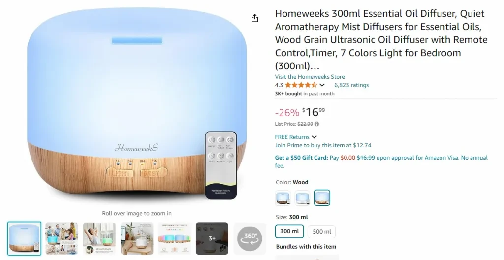 Screenshot of this product on Amazon