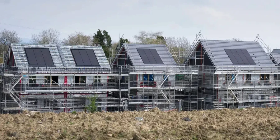 Solar panels installed on new houses being built UK