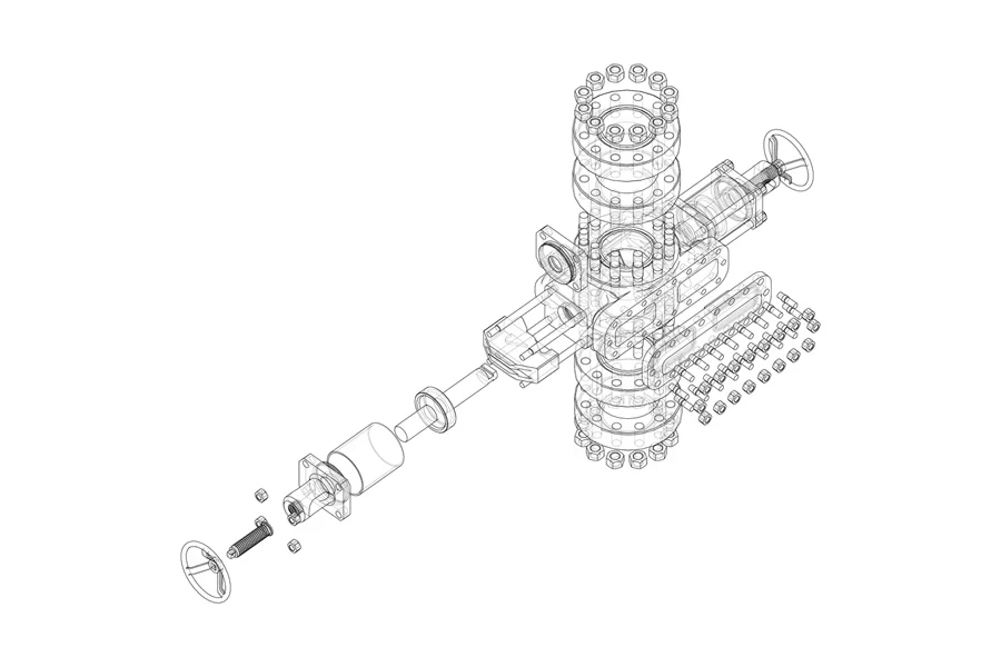 The schematics of a blowout preventer