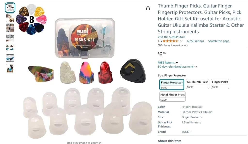 Thumb Finger Picks, Guitar Finger Fingertip Protectors