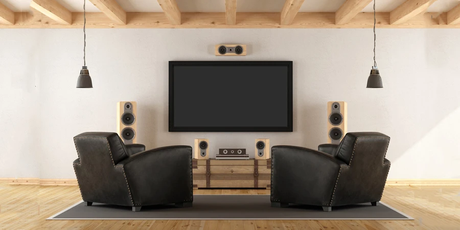 Vintage room with contemporary home cinema system