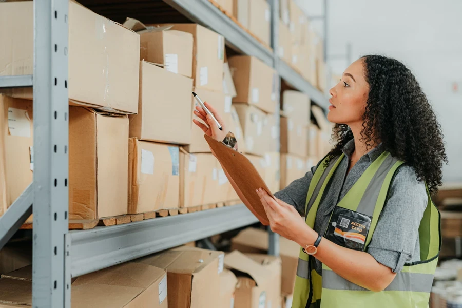 Woman working at a delivery supply chain