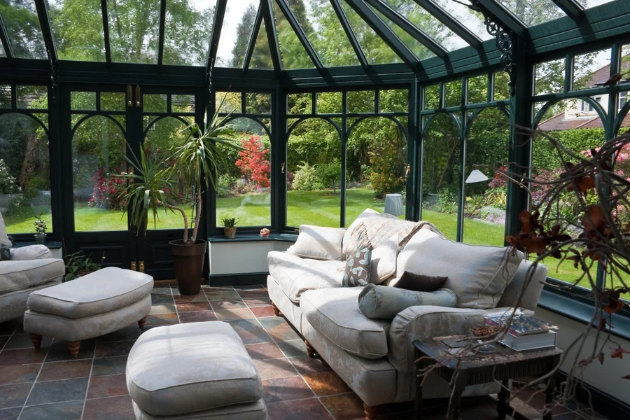 a beautiful solarium furnished