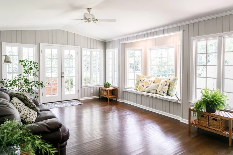 banquette seating under a window