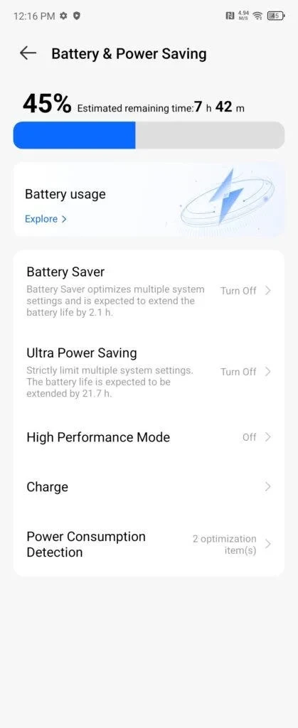 battery and power saving