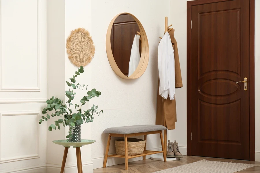 bench seating in an entryway