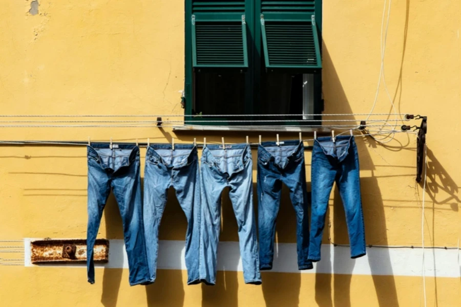 blue jeans hanging in Italy