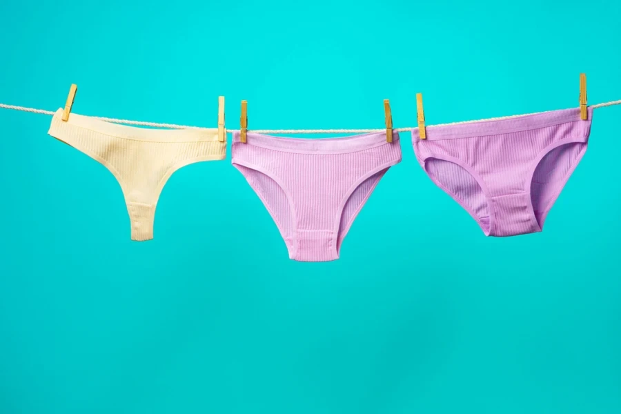 different models of women’s underwear hanging