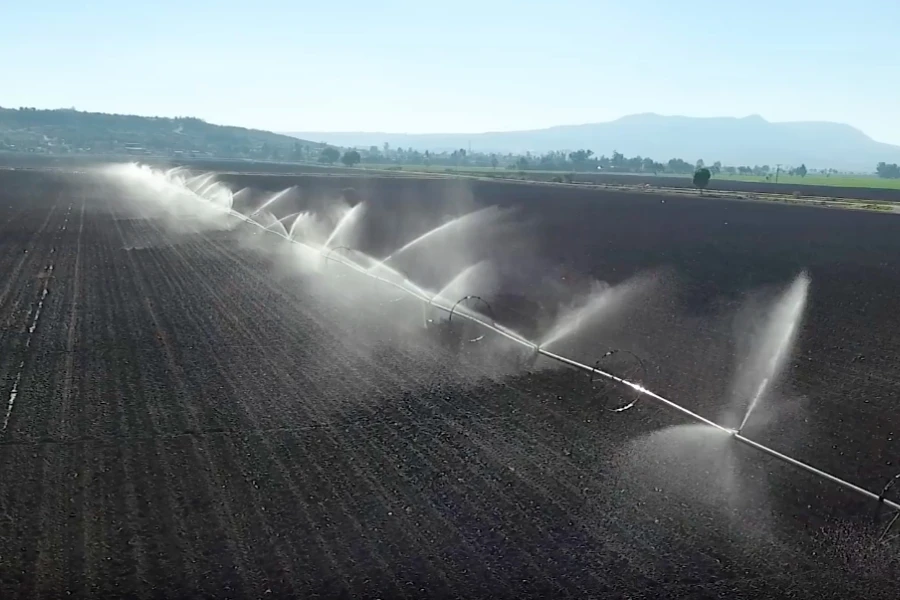 farm crops being irrigated