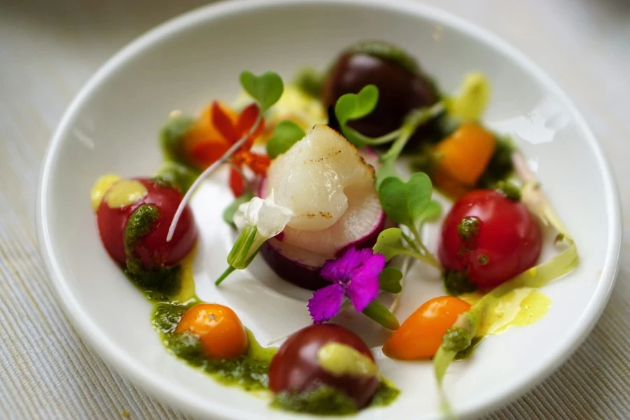 microgreens used on a plate in a restaurant