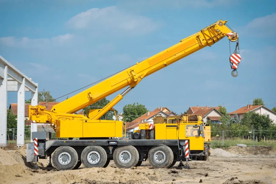 Mobile crane in yellow color