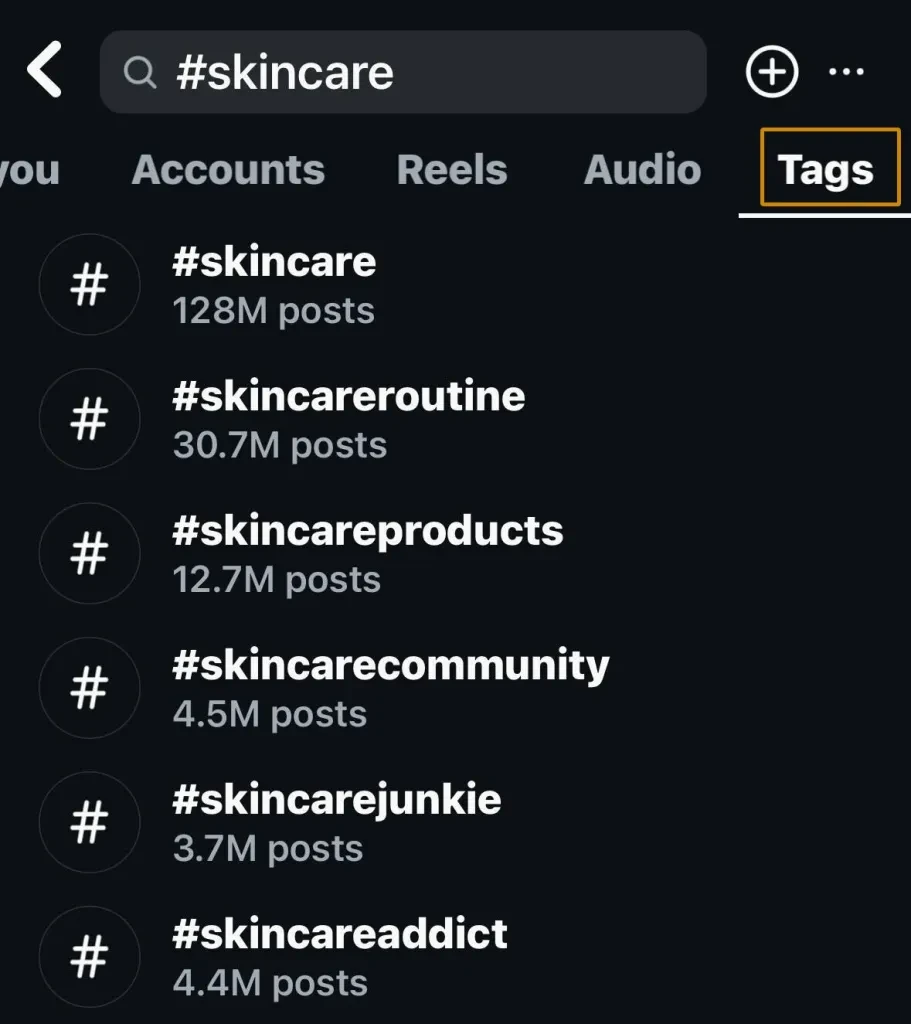 skincare hashtags on instagram