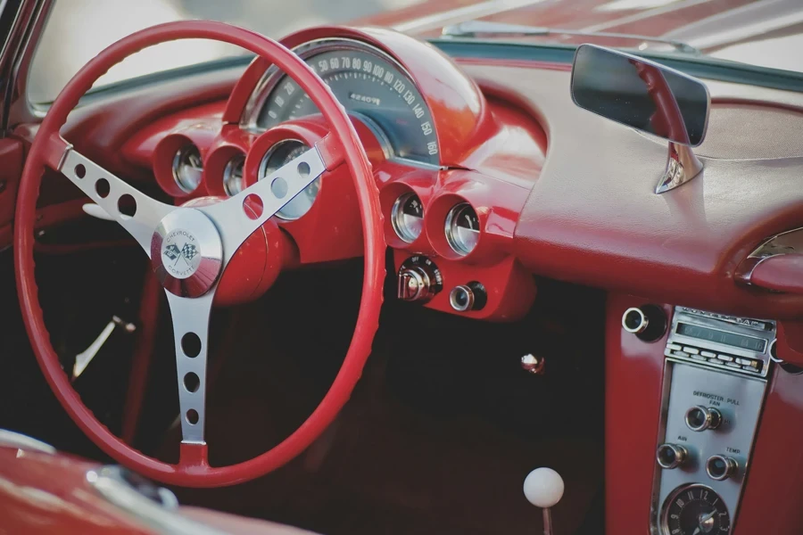 steering wheel red corvette