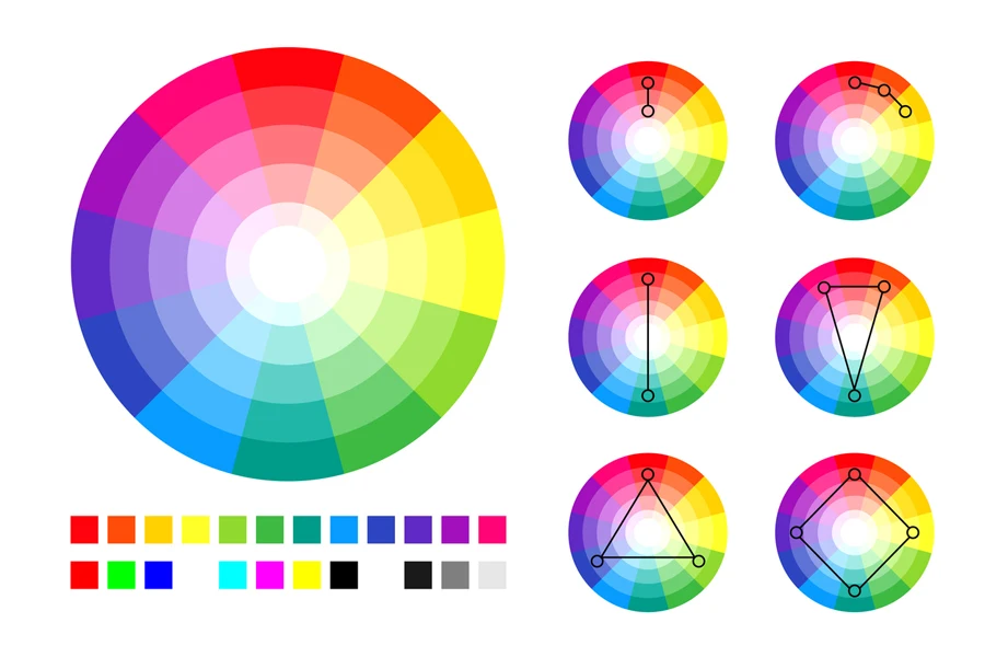 the color schemes on a color wheel