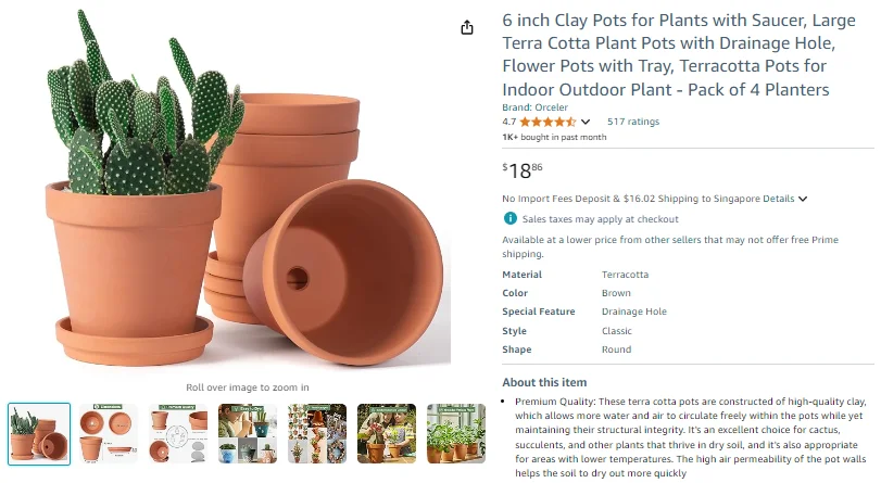 6-inch Clay Pots for Plants with Saucer