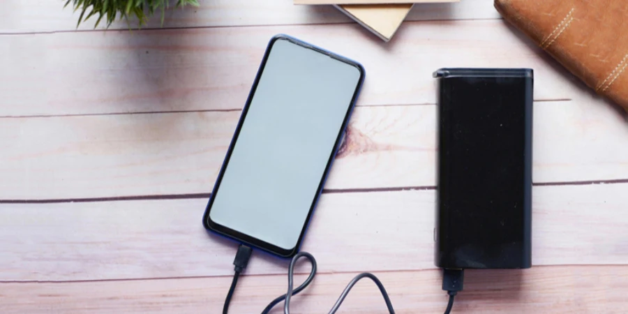 A Smartphone Charging With a Power Bank