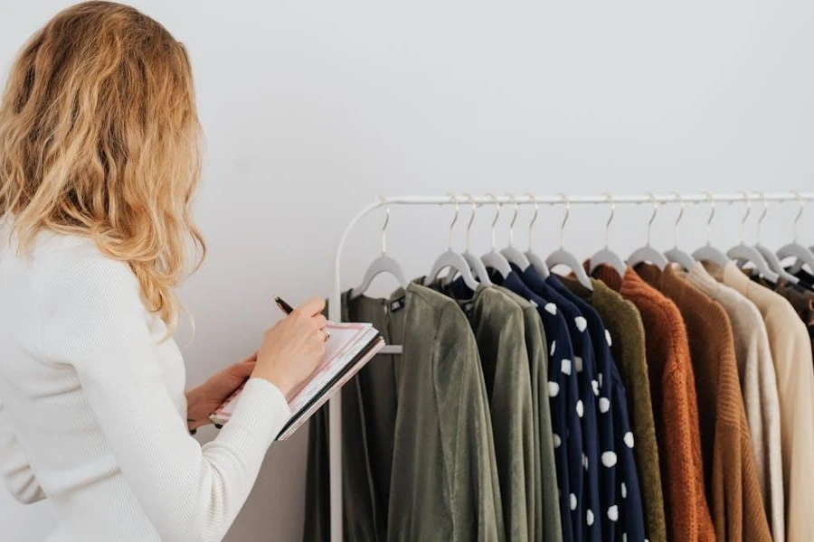 A businesswoman taking stock of her inventory