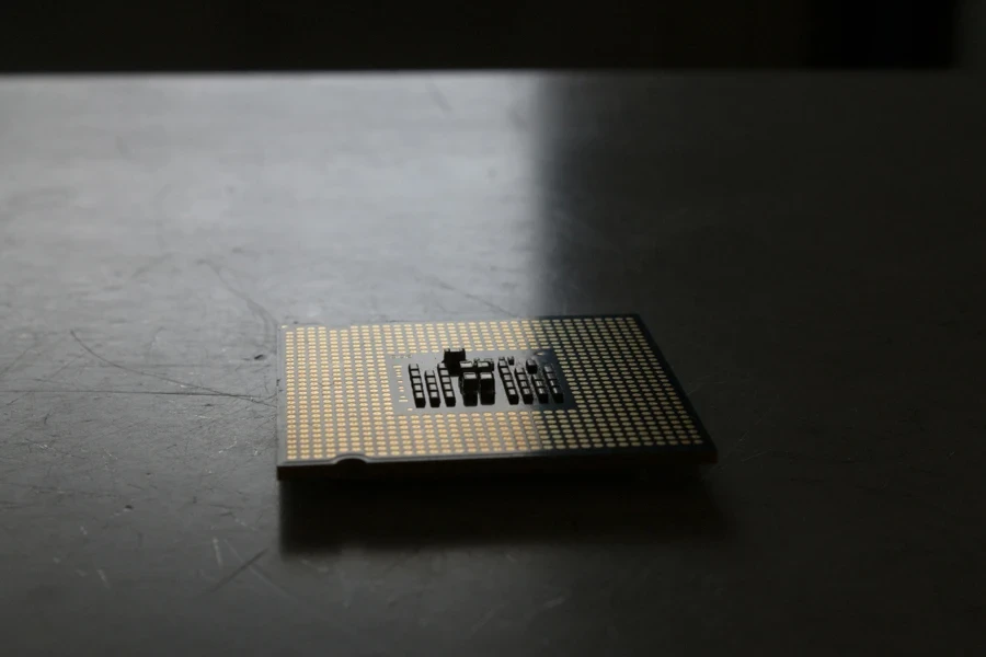 A close-up of a computer chip