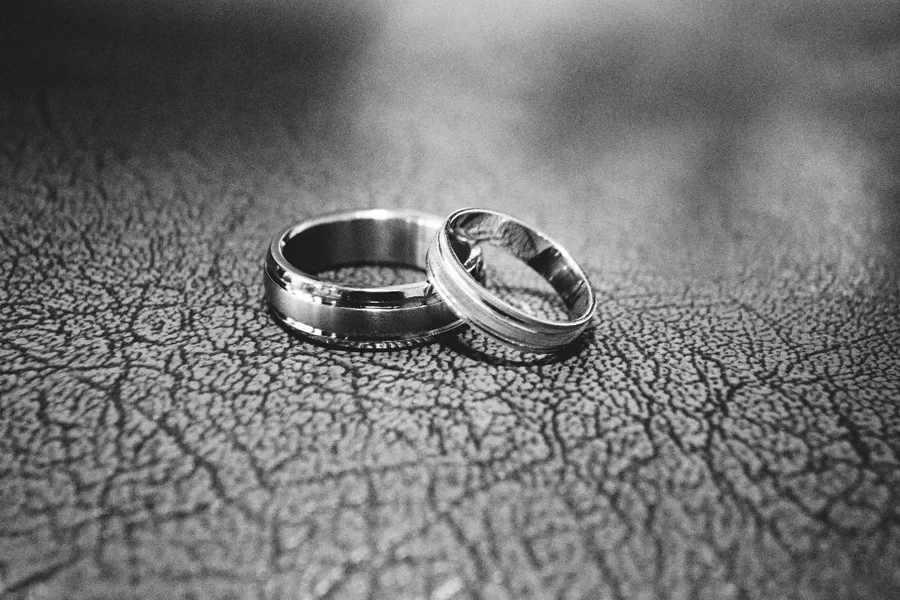 A close-up of a couple of rings