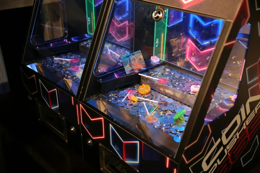 A close up of a pinball game machine