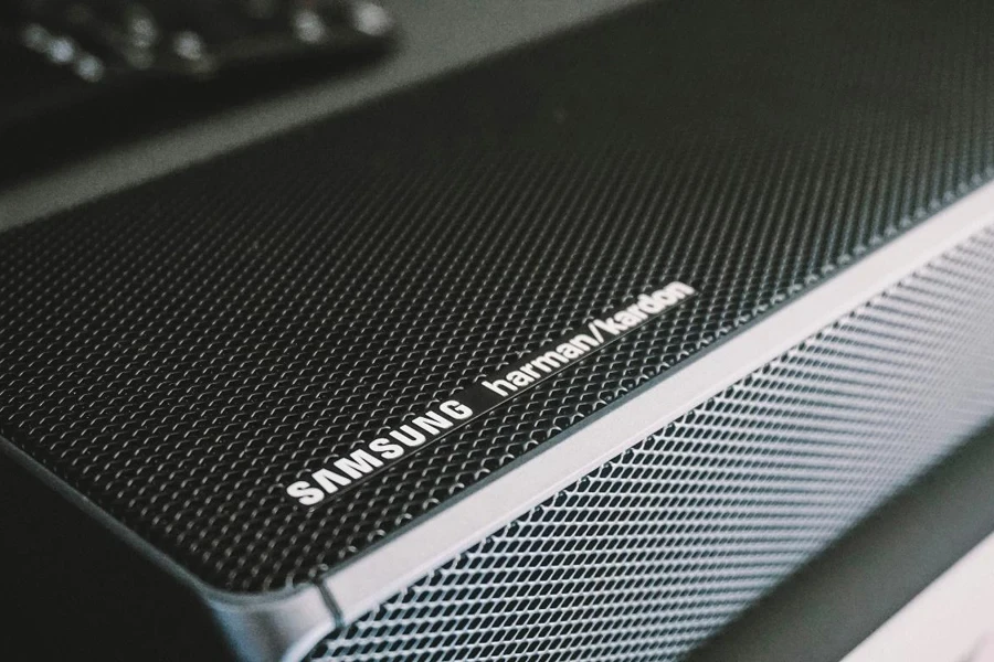 A close up of a speaker