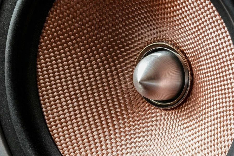 A close up of a subwoofer