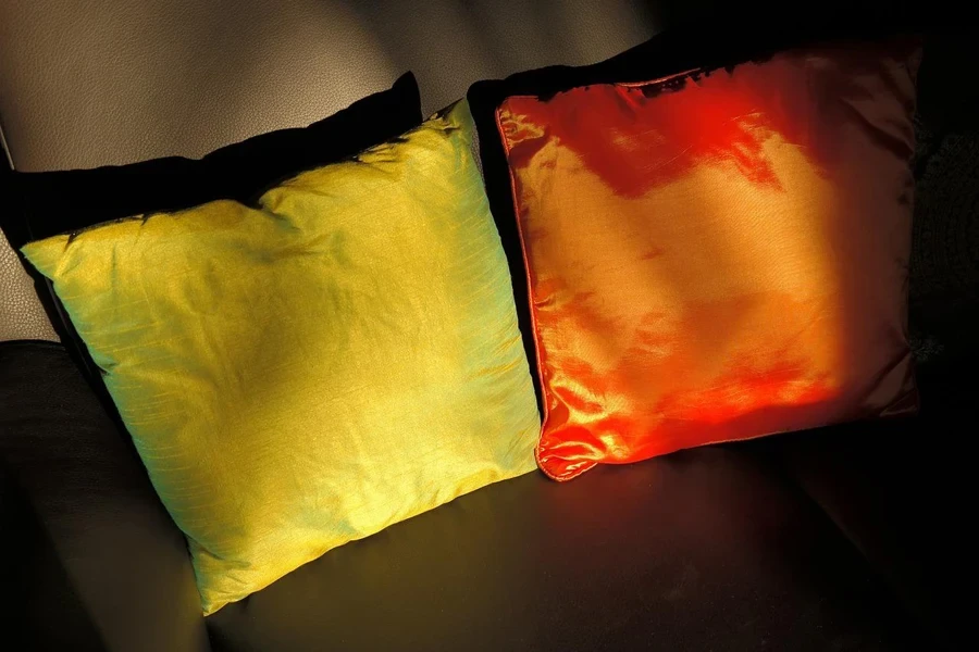 A close-up of two pillows