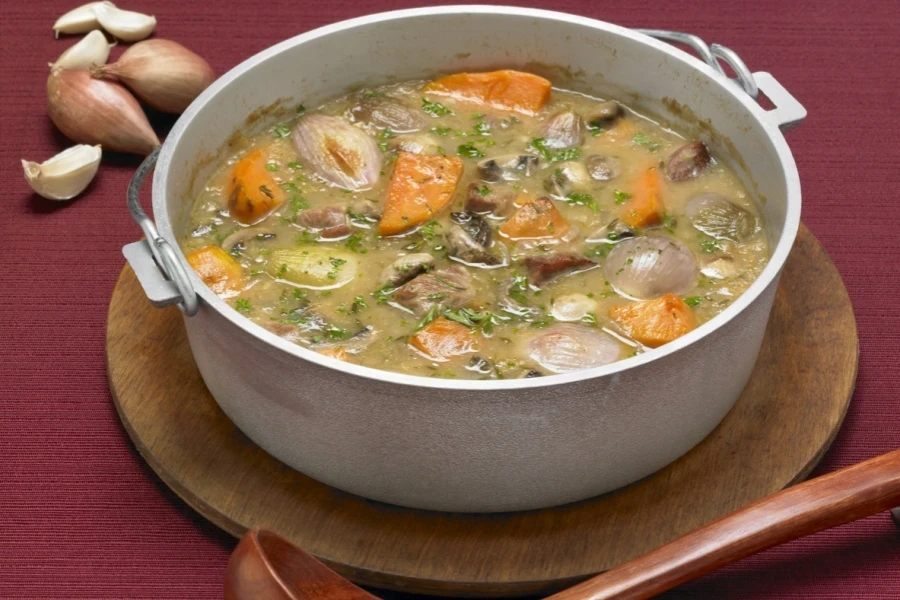 A delicious stew in a minimalist tureen