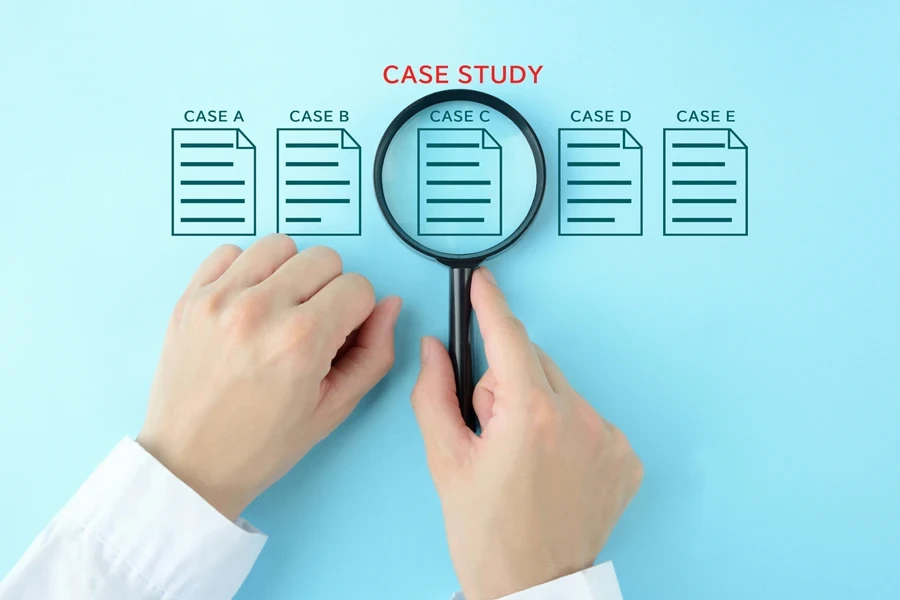 A person examining a case study