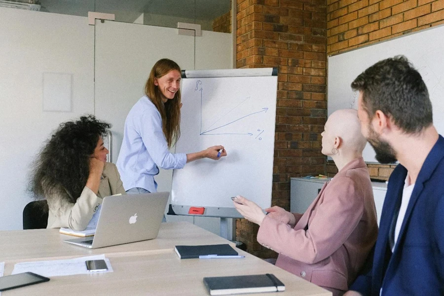 A person giving a presentation to a group of people