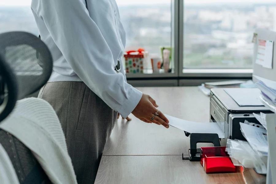 A person using a printer