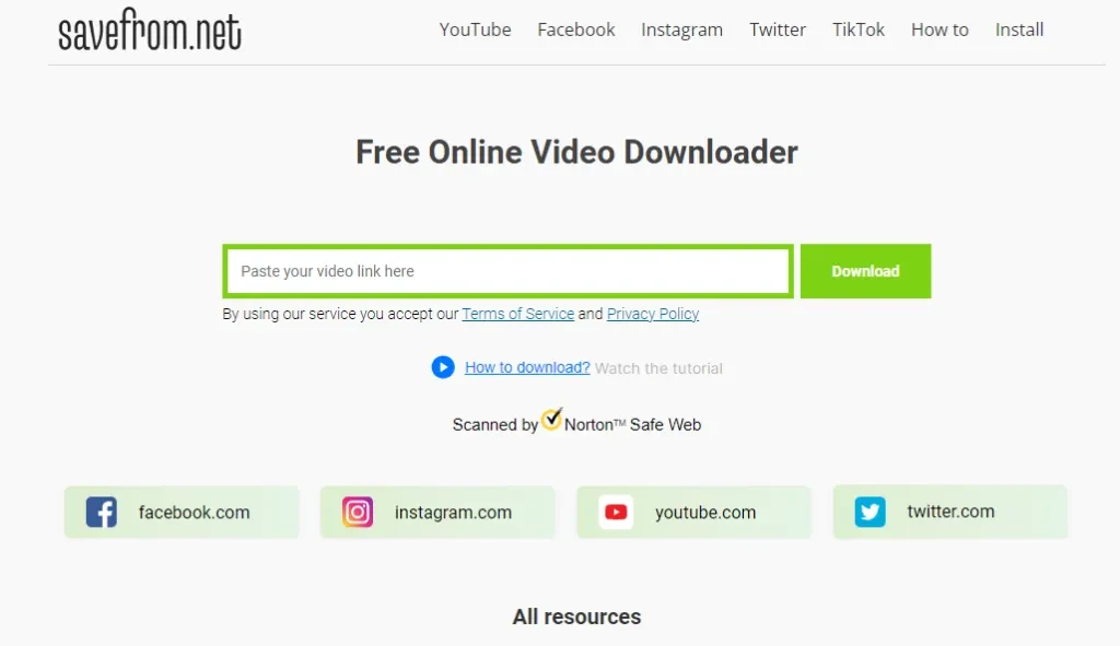 A screenshot of an online downloader