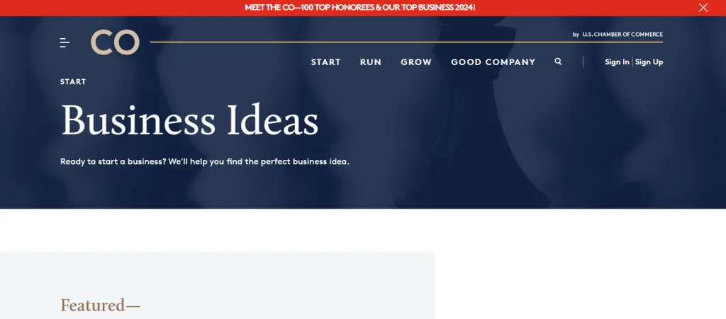 A screenshot of the United States Chamber website