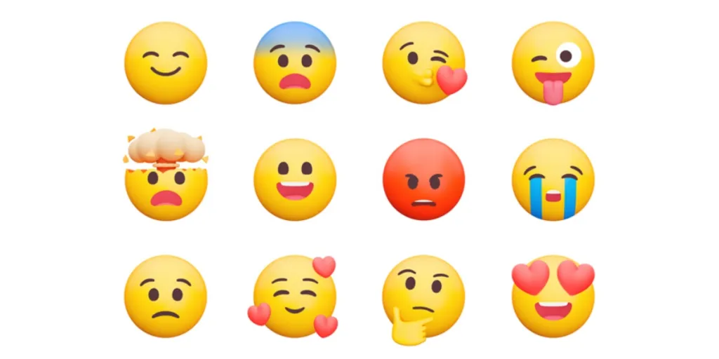 A set of emojis on a white background