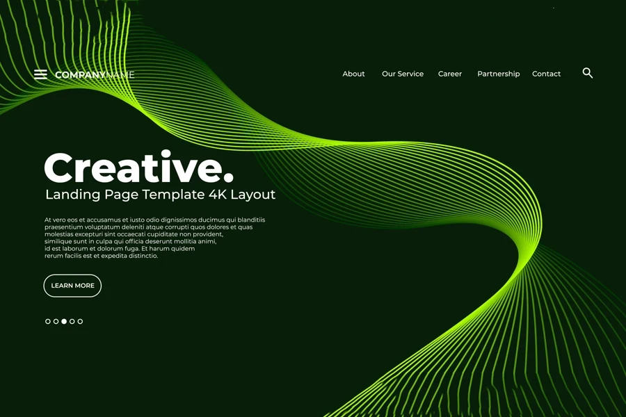 A template of a simple landing page