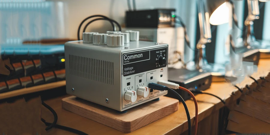 A voltage stabilizer on the table