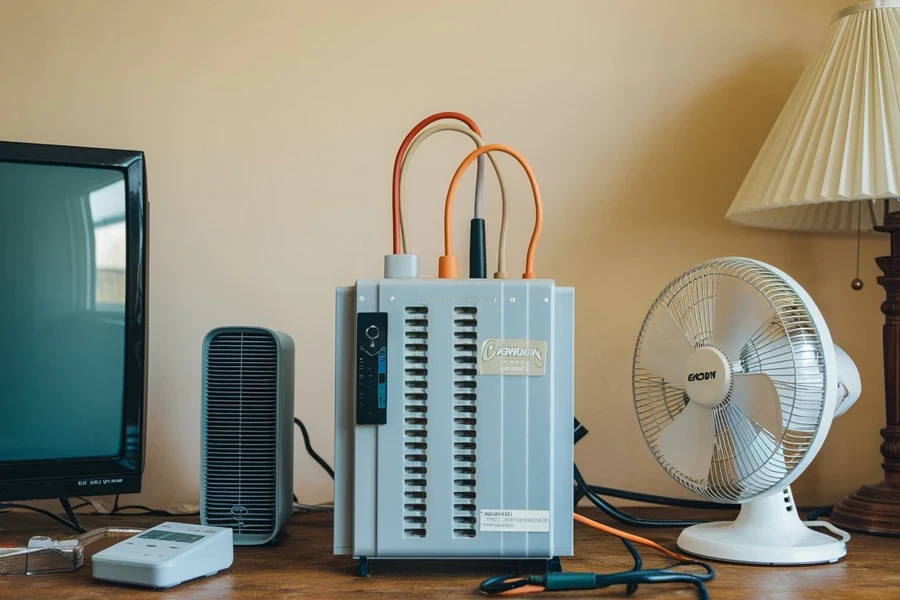 A voltage stabilizer on the table