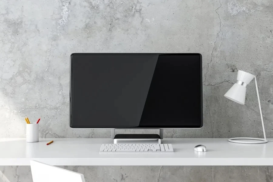 All in One Desktop Computer Mockup on white table