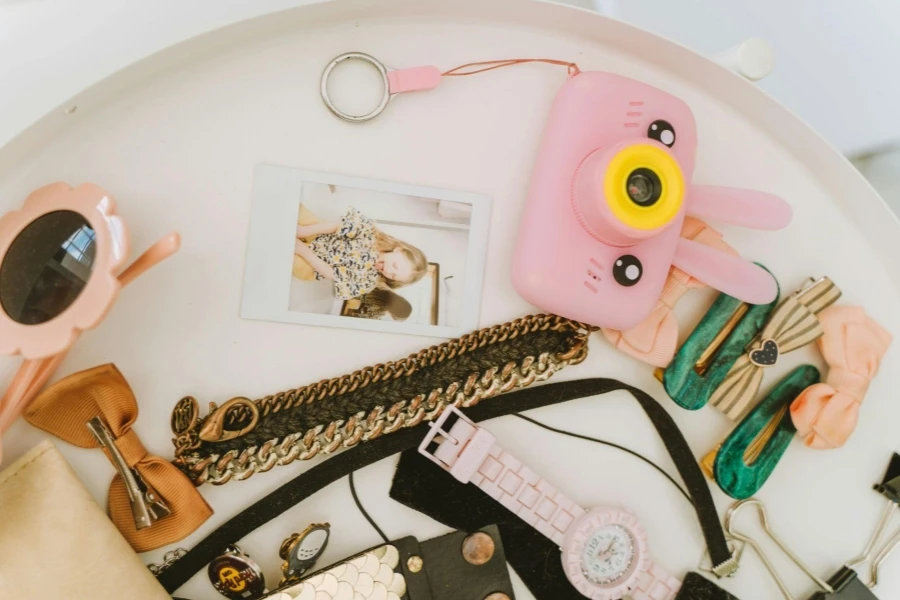 Assorted Accessories on a Side Table