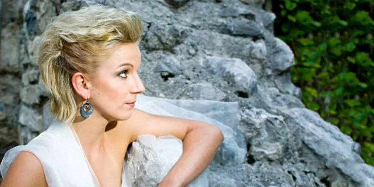 Attractive Blonde Woman with Wedding Hairdress