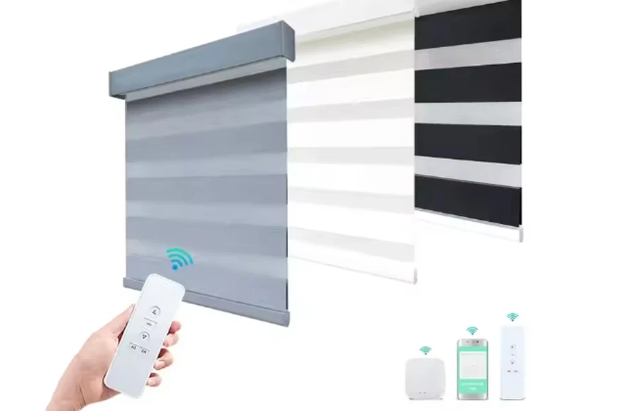 Best-Selling Smart Electronic Motor Roller Shade Day and Night Zebra Blinds Fabrics Blackout Blinds