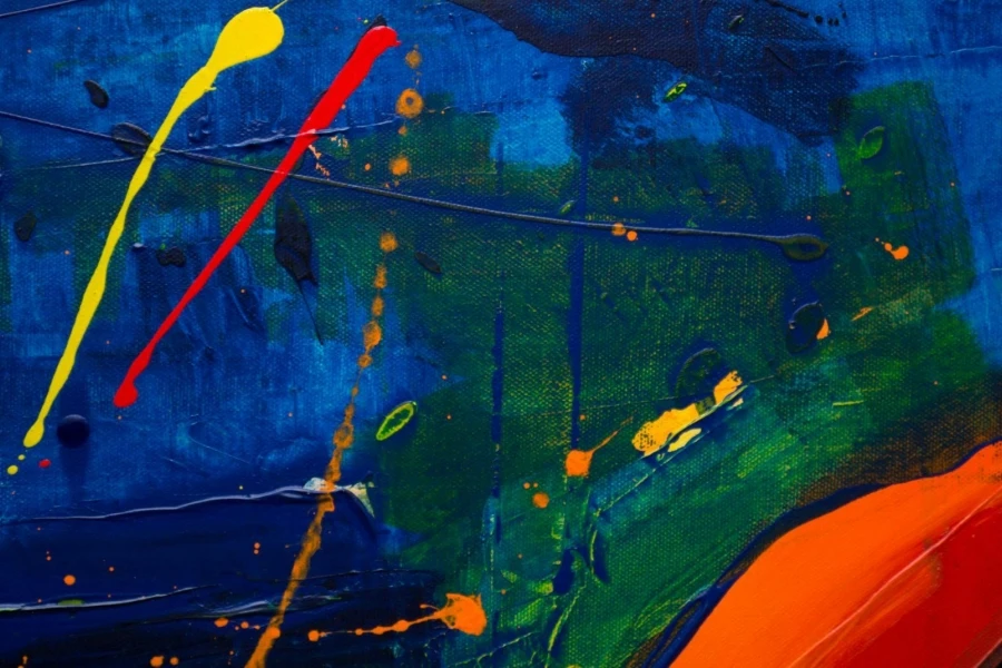 Blue, Green, Orange, and Yellow Abstract Painting