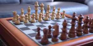 Brown,green, and White Chess Pieces