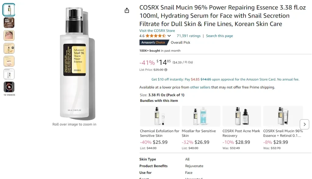 COSRX Snail Mucin 96% Power Repairing Essence