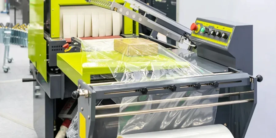 Cardboard box on table with plastic film