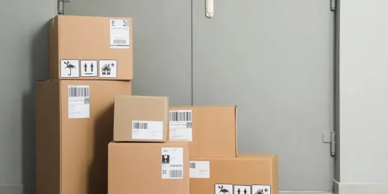 Boîtes en carton au sol près de l'entrée